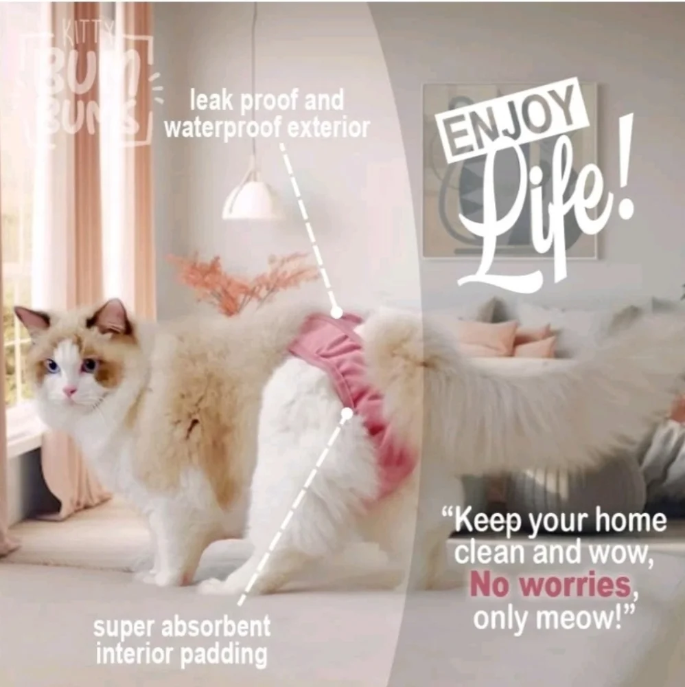 1 Kitty Bum Bums Reusable Cat Small Dog Diapers Stud Pants Prevent Pee Marking
